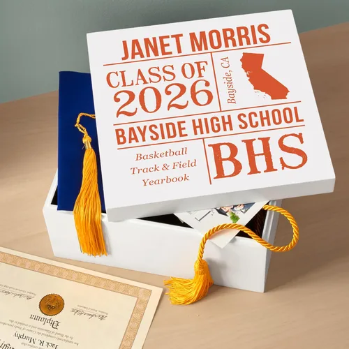 Miniatura 2 de Let's Make Memories Caja de recuerdos personalizada, para la clase de graduación de 2026 o cualquier año, caja de recuerdos de graduados