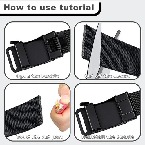 Miniatura 4 de 1.5" Tactical Ratchet Belt for Men, Adjustable Nylon Stretch Strap, Trim to Fit 27"-52" Waist (124cm/150cm)