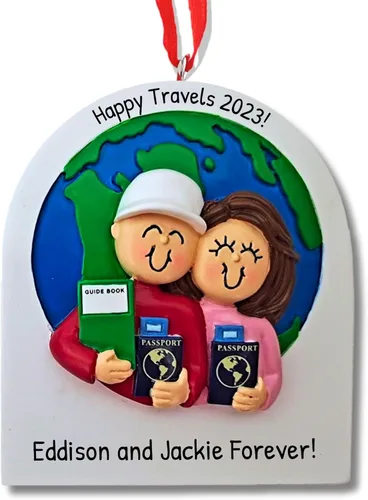 Miniatura 9 de Adornos personalizados para parejas de vacaciones 2024 – Adorno de viaje para pareja, adornos de avión, adorno de nuestra primera Navidad juntos