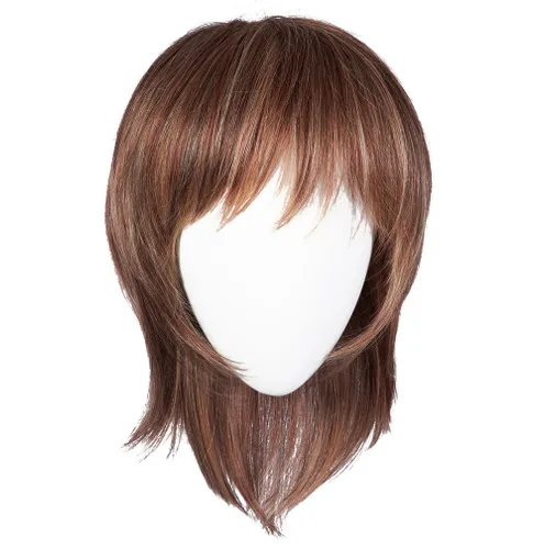 Miniatura 10 de Raquel Welch Hairuwear, peluca de longitud media con capas de volumen sutil y lazo negro, gorra de tamaño medio, RL10/12 castaño iluminado por el sol