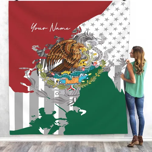 Miniatura 22 de Manta de México con nombre personalizado para hombres y mujeres, manta de bandera personalizable, regalo divertido, felpa mullida, suave microforro
