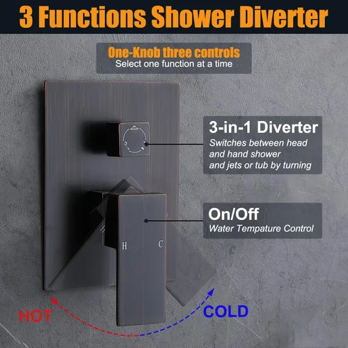 Miniatura 6 de Enga - Sistema de ducha con espray corporal, 12 pulgadas de sistema de cabezal de ducha de lluvia montado en la pared, sistema de chorros de ducha