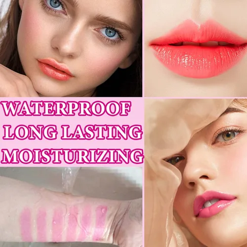 Miniatura 5 de 2 lápices labiales de gelatina de flores de cristal, lápiz labial transparente con flor en el interior, bálsamo labial teñido que cambia