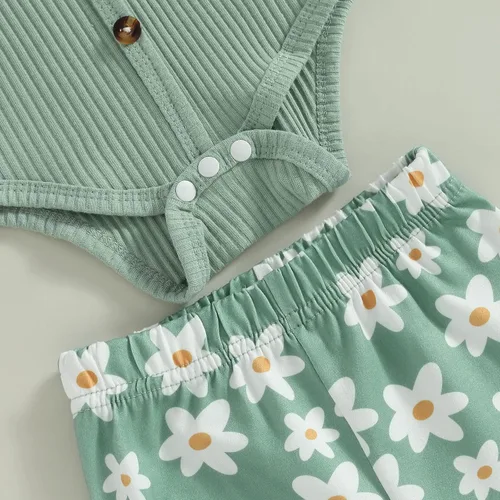 Miniatura 62 de Sejardin Ropa de verano para bebé y niña, recién nacida, manga corta, con letras, mameluco elástico con diadema