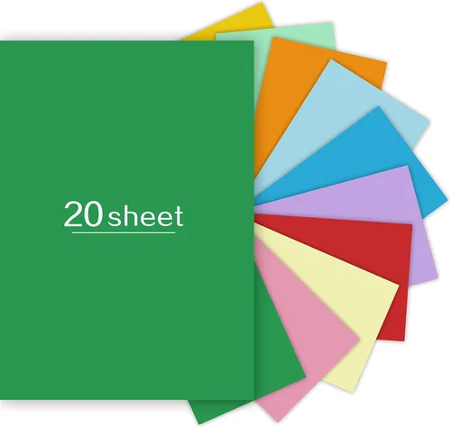 20 hojas de cartulina de colores de 8.5 x 11 pulgadas, papel de cartulina de colores surtidos de 8.82 oz/m² para manualidades y tarjetas, álbumes de