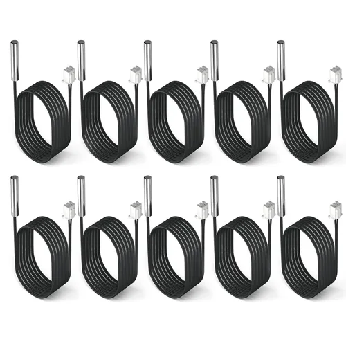 Miniatura 9 de DROK 3 piezas de sonda de sensor de temperatura de 10K, sonda de temperatura impermeable de 1 metro, sonda de temperatura de acero inoxidable 3950