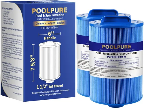 POOLPURE 6CH-940 Filtros antimicrobianos para bañera de hidromasaje, compatibles con filtros de spa PWW50P3, 817-0050, Filbur FC-0359, 25252,