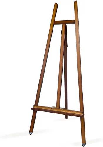 Miniatura 11 de Caballete de exhibición de madera en forma de A - Caballete de estudio de haya ajustable en forma de lira para sostener lienzos de hasta 90", Negro