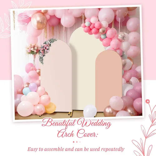 Miniatura 4 de Buryeah Juego de 3 fundas elásticas para arco de boda de 6 pies, 5 pies, 4 pies, de elastano, ajustadas, de 2 caras, elásticas para decoración