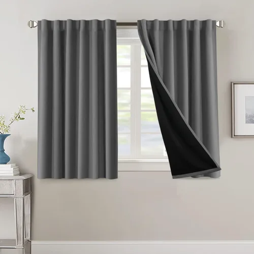 Miniatura 144 de H.VERSAILTEX Cortinas 100% opacas para dormitorio con forro negro, cortinas de oscurecimiento de habitación completa, con aislamiento térmico