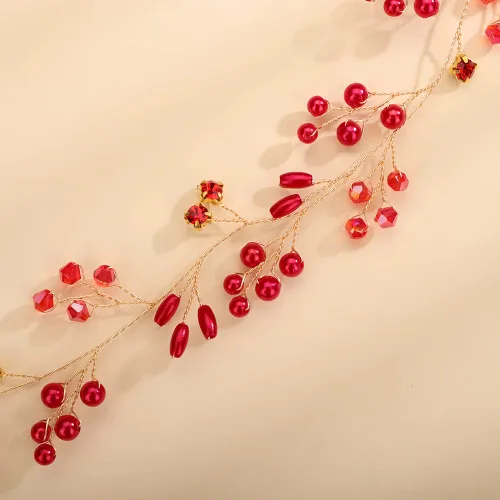 Miniatura 5 de Teyglen Diadema de cuentas de cristal de perlas extra largas para el cabello de novia, accesorios para el cabello de boda, pieza de pelo de cristal