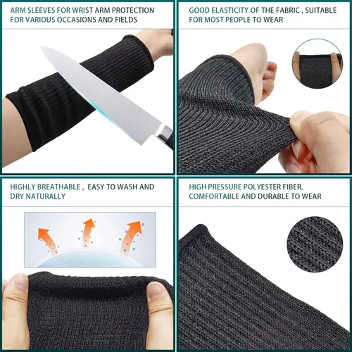 Miniatura 3 de BLMHTWO 2 pares de mangas para antebrazo, mangas resistentes a cortes para hombres y mujeres, protectores de brazo para piel fina, resistentes a