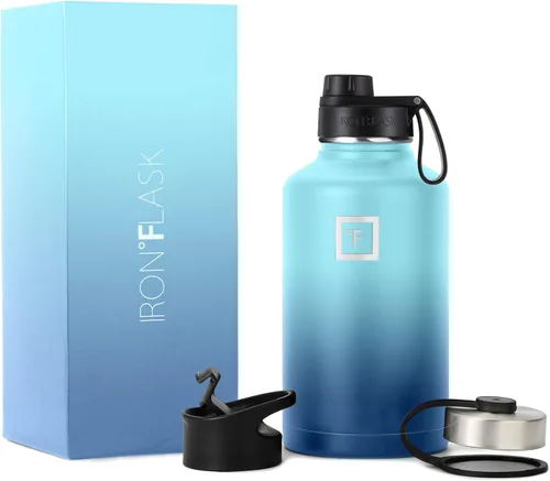 Miniatura 46 de IRON °FLASK Frasco de hidratación para acampar y senderismo con pajilla, botella de agua deportiva de acero inoxidable con aislamiento de boca Dark