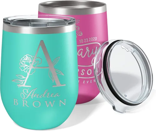 Miniatura 13 de Regalos para el Día de la Madre para mamá, vaso de vino personalizado con tapa, 12 onzas, negro, regalos personalizados para mujeres, vasos aislados