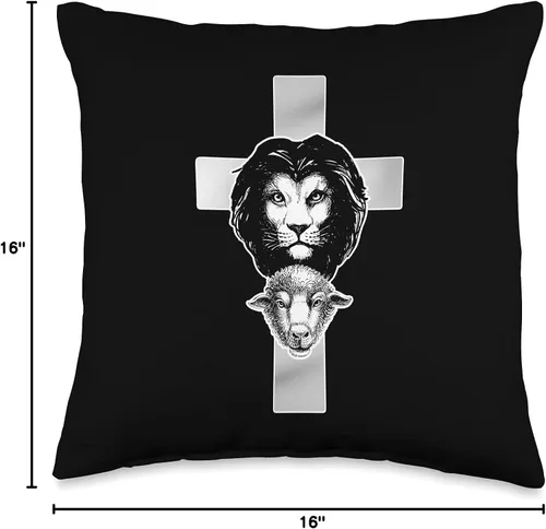Miniatura 4 de Christian Jesus Lion And Lamb Almohada de God Cross The Christ, 16 x 16 pulgadas, multicolor