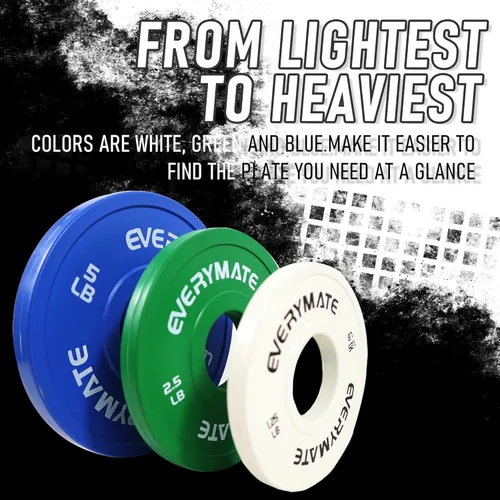 Miniatura 5 de EVERYMATE Placas de Peso de Cambio 1.25LB 2.5LB 5LB Juego Placa Fraccional Placas Olímpicas de Parachoques para Entrenamiento Cruzado Placas