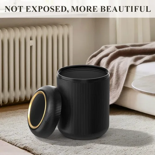 Miniatura 7 de Cubo de basura de baño con sensor de movimiento con tapa, cubo de basura automático de 3 galones/11 litros, cubo de basura negro inteligente, cubo