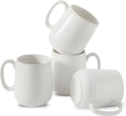 Miniatura 19 de Juego de 4 Tazas de Café de HASENSE, Tazas de Cerámica de 12 Oz con Mango Grande, Juego de Tazas Rústicas Coloridas para Café, Té, Coco, Café