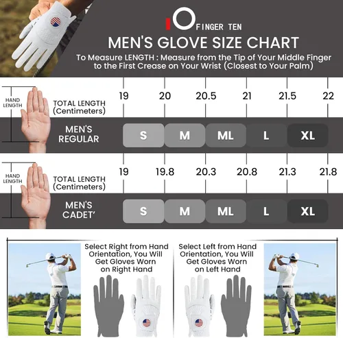 Miniatura 6 de FINGER TEN Men’s Golf Gloves Rain Grip with Silicone Palm Value 2 Pack, Glove with Ball Marker for Right/Left Handed Golfer, Anti-Slip Stylish All