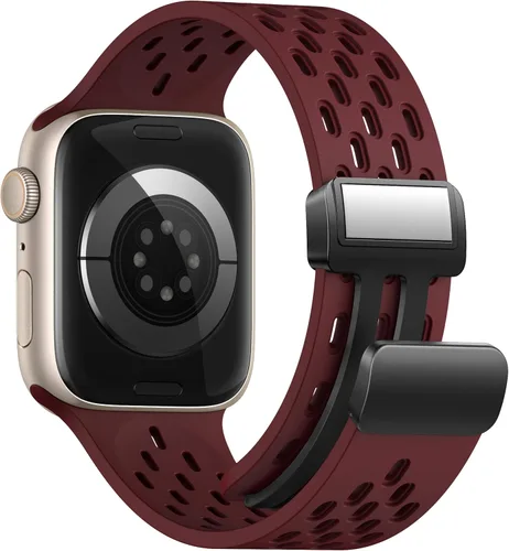 Miniatura 20 de Correa deportiva magnética antisudor para Apple Watch, correas de silicona impermeable y transpirable. Para compatible con iWatch Ultra SE Series