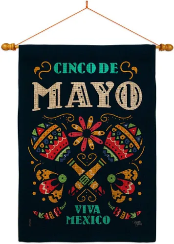 Miniatura 16 de Breeze Decor Cinco de Mayo Viva México - Juego de banderas de jardín para fiesta de verano, cactus, piñata, sombrero, fiesta mexicana, pequeña
