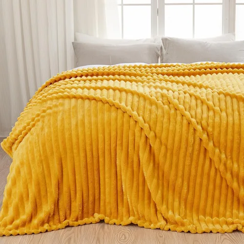 Miniatura 32 de NEWCOSPLAY Manta de Tiro Súper Suave Aqua Franela Sedosa Premium Forro Polar Jacquard Acanalado 3D Ligero Manta de Cama Uso en Todas las Estaciones
