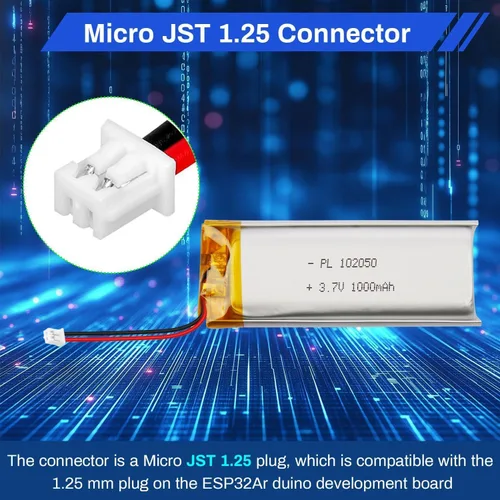 Miniatura 4 de Batería de polímero de litio 3.7V 1000mAh 102050 Lipo Batería recargable con cable Molex 0.049 in Conector para altavoz, rastreador GPS, dispositivo