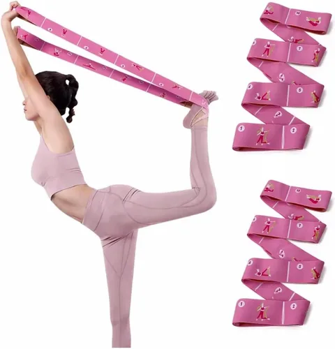 Elastic Yoga Stretching Strap with 11 Loops, 2 PCS Stretch Straps for Physical Therapy, Pilates Stretch Band, Leg Stretching Strap, Elastic Exercise