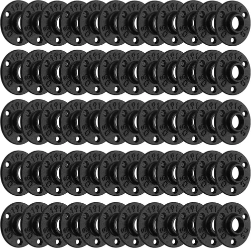 Miniatura 12 de Brida de piso pintada en negro antioxidante de 1/2 pulgada, paquete de 10 accesorios de tubería de hierro maleable para estilo vintage industrial