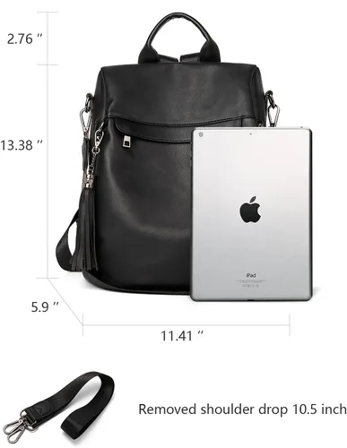 Miniatura 28 de Bromen - Mochila tipo bolso de mano de piel antirrobo para mujer a la moda, Beige floral, L