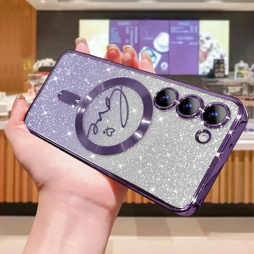 Miniatura 41 de ZONRW - Funda para Samsung Galaxy S22 Ultra magnética, para mujeres y niñas, cubierta trasera suave, lujosa, con corazón de amor, bling, degradado