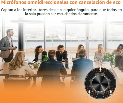 Miniatura 3 de TOUCAN Cámara de videoconferencia de 360 grados, cámara web HD 1080p con 4 micrófonos de reducción de ruido, altavoz, seguimiento AI, funciona