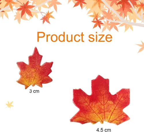 Miniatura 6 de Morofme 50 piezas comestibles de hojas de otoño para cupcakes, hojas de arce, decoración comestible de hojas doradas, papel de oblea, hojas