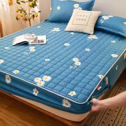 Miniatura 24 de FCLDESHOP Funda de cama, sábanas bajeras gruesas y acolchadas de color sólido, para habitación de los niños, con estampado de animé, geometría, 59.1