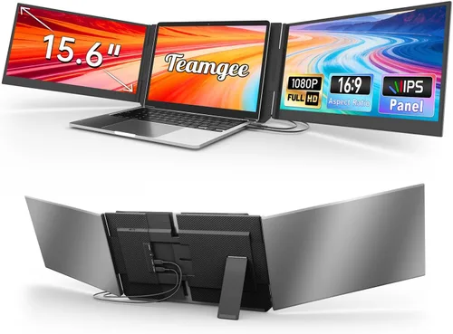 Miniatura 9 de Teamgee Extensor de pantalla para laptop de 15.6 pulgadas con banco de energía, monitor triple FHD 1080P, Plug & Play sin controlador