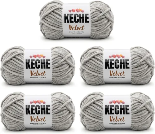Miniatura 140 de Keche Hilo de terciopelo para ganchillo, manta de felpilla suave, voluminosa, hilo amigurumi, 3.53 oz (132 yardas), color azul bebé