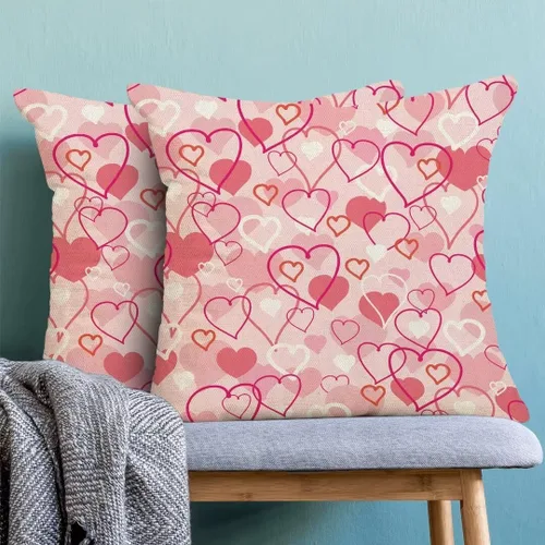 Miniatura 4 de BETGINY Fundas de almohada rosas de San Valentín de 18 x 18 pulgadas, paquete de 2, fundas de almohada decorativas de lino para dormitorio, hogar