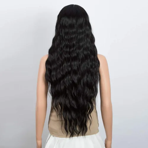 Miniatura 2 de Pelucas de encaje frontal de 30 pulgadas, pelucas sintéticas súper largas con cabello de bebé, resistente al calor, 8.47 oz, 6 pulgadas, raya