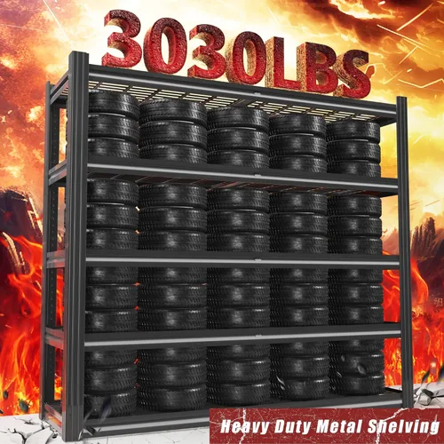 Miniatura 4 de Estantería de metal para garaje de 48 pulgadas de ancho, estantes de almacenamiento de 5 niveles, estante ajustable de 3030 libras, estantería