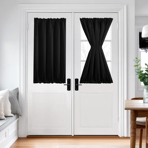 Miniatura 51 de Cortina térmica para puerta con bolsillo para barra, opacas, tratamiento de ventanas con ojales y ojales Deconovo 1 panel