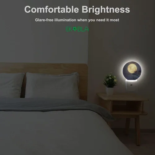Miniatura 4 de EKOBLA Luz nocturna enchufable de luna llena, luz nocturna LED con sensor automático para baño y pasillo Full Moon