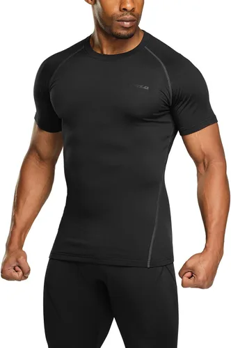 TSLA Camisas térmicas de compresión de manga corta para hombre, camiseta deportiva atlética, camiseta de invierno para correr