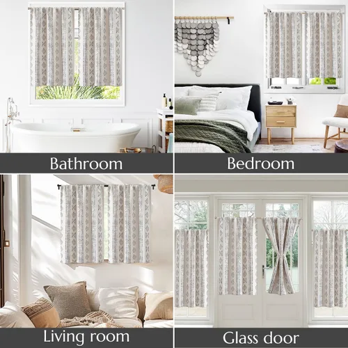 Miniatura 6 de Jinchan - Cortinas opacas del 95% para cocina estilo boho, cortinas de 24 pulgadas para cafetería, cortinas pequeñas estilo bohemio para dormitorio
