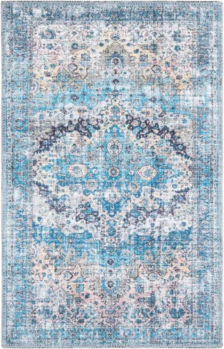 Miniatura 3 de Unique Loom Mangata Collection - Alfombra de área - Mary (rectangular 2' 0" x 3' 0", azul/negro)