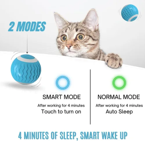Miniatura 7 de Cat Toys - Pelota giratoria interactiva, rodamiento automático inteligente para entrenamiento de gatos, con luces LED intermitentes, y es recargable