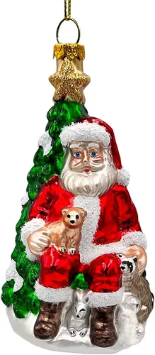 Miniatura 40 de Adorno de cristal soplado a mano de Papá Noel de safari aventurero, decoración navideña temática de viaje de explorador africano de la selva