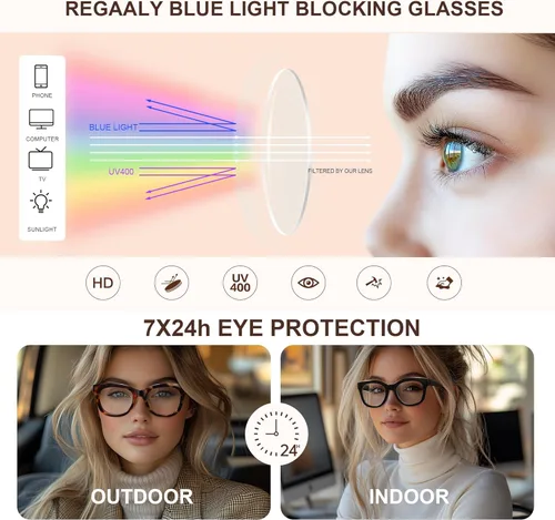 Miniatura 5 de Gafas de Lectura para Mujeres - Gafas de Lectura Oprah de Luz Azul con Bisagra de Resorte, Antirreflejos/Antifatiga para Computadora