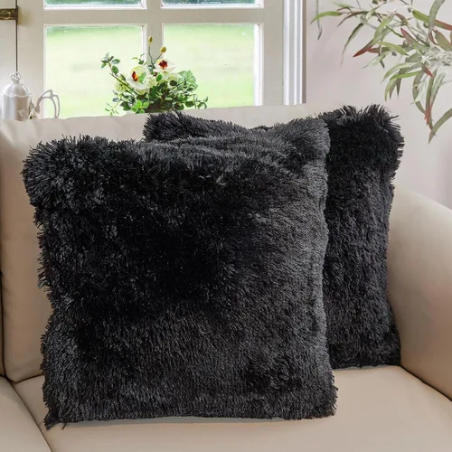 Miniatura 13 de Cheer Collection Almohadas Decorativas para Sofá y Cama, Almohadas Decorativas Suaves de Pelo Largo con Rellenos Incluidos, Acogedoras Almohadas