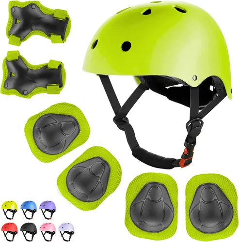 Miniatura 11 de WayEee - Juego de casco de bicicleta para niños, rodilleras para patinetas, juego de almohadillas para casco, juego de equipo de protección Rosa