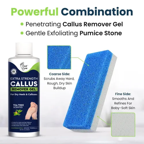 Miniatura 3 de Removedor de callos para pies con gel extra fuerte y juego de piedra pómez para pies, manera fácil de eliminar callos duros y la acumulación de piel